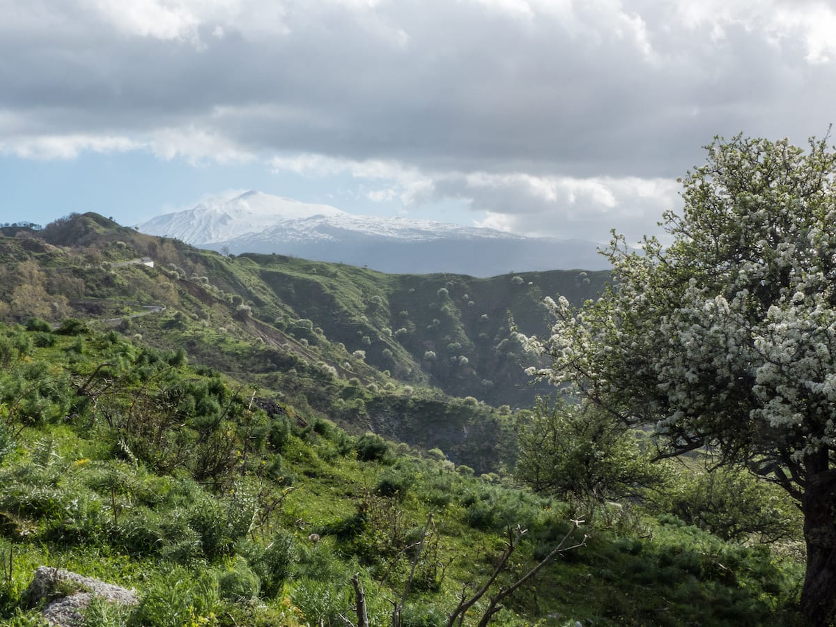 Ausblick zum Etna im Urlaub auf Sizilien mit Kind