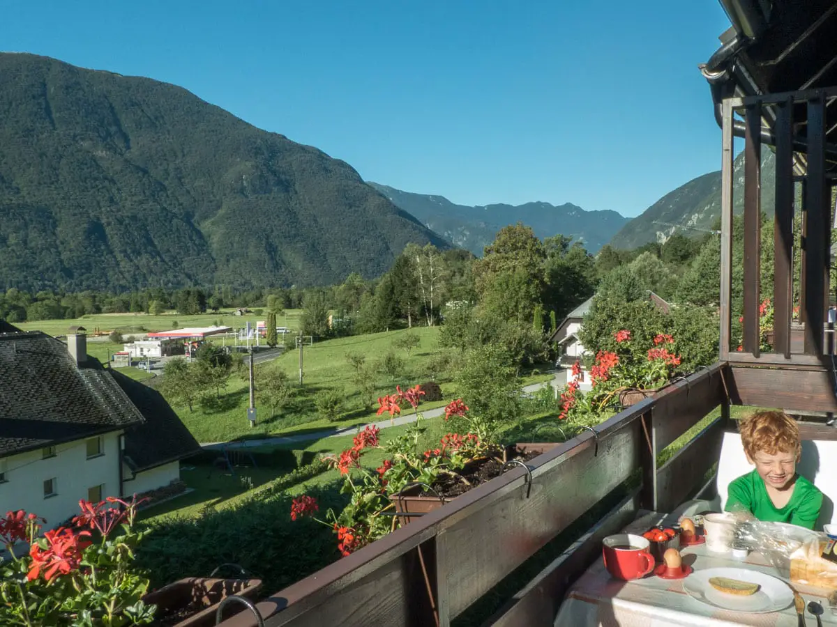 Blick vom Balkon der Ferienwohnung in Bovec